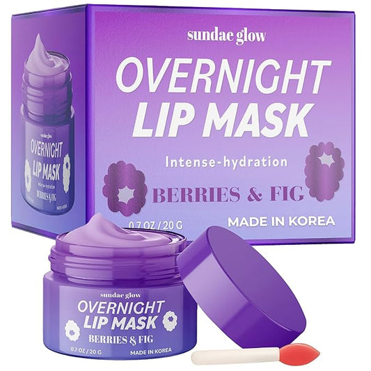 Berries & Fig Lip Mask - Dermatologist Tested, Anti-Aging, Korean Skin Care, Deep Hydration, Overnight Lip Repair - Non- GMO, Vegan, Clean Beauty, 95% Natural, Cruelty-Free - 1 Pack