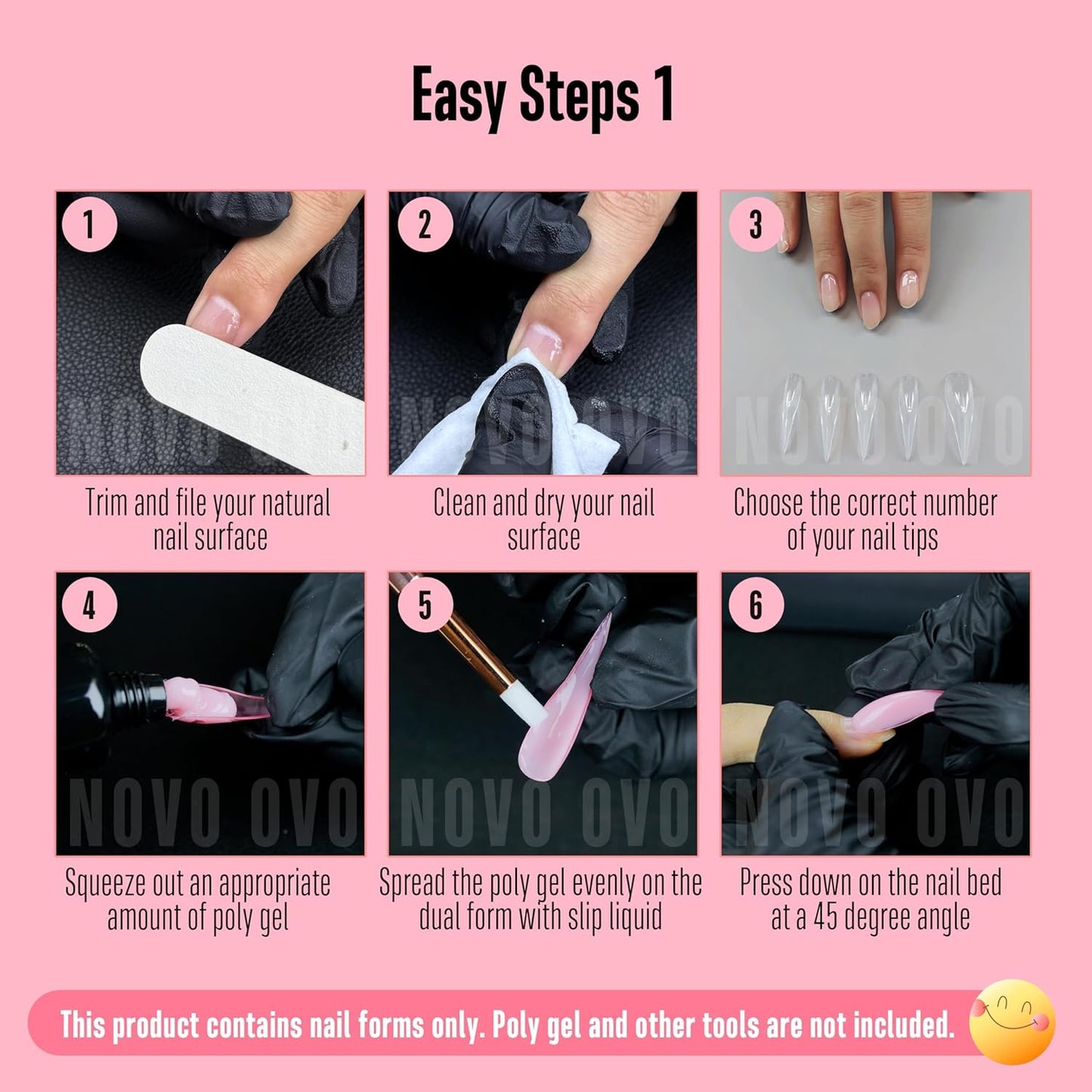 Halloween Curved Stiletto 3D PINK Nail Dual Forms for Poly Gel Extension of Eagle Claw, XL XXL Hawk Curve Sculptural Acrylic Nails, Reusable Molds Nail Art Design 280 Pcs 14 sizes