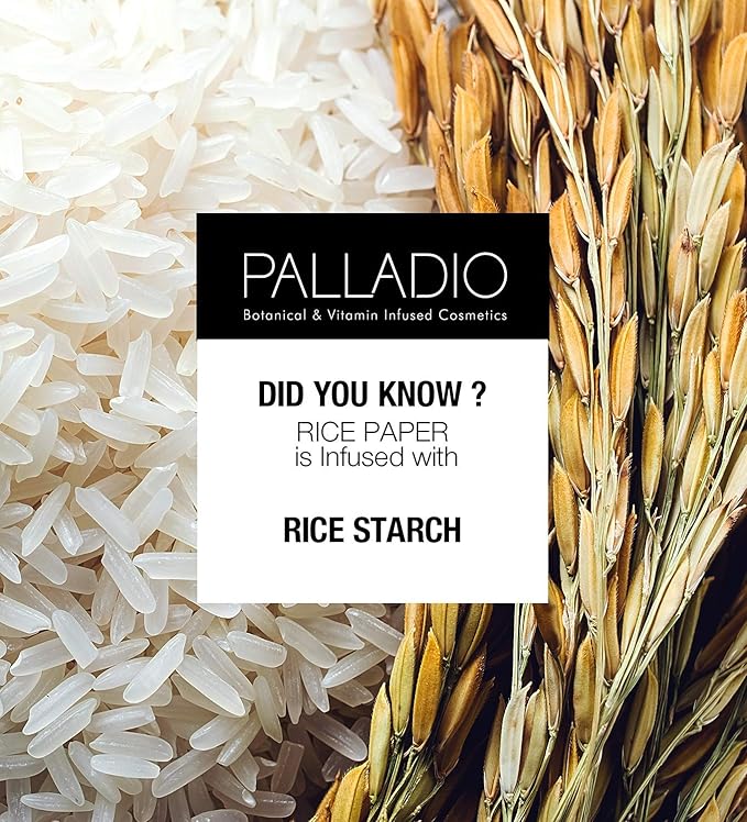 Palladio Rice Paper Facial Tissues for Oily Skin, Face Blotting Sheets Made from Natural Rice, Oil Absorbing Paper with Rice Powder, 2 Sided, Instant Results, Natural, 40 Count (Pack of 3)