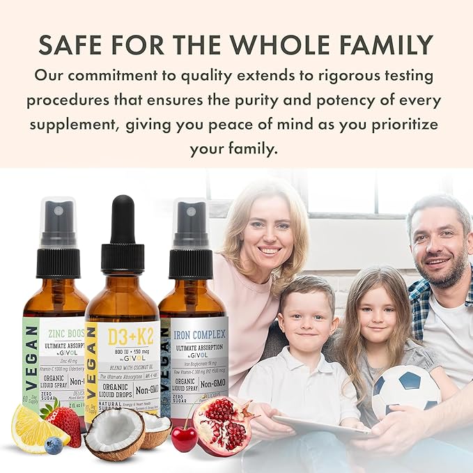 Bone Support Bundle Liquid Spray - Iron Bisglycinate Complex, Zinc Picolinate, Vitamin D3 & K2 - Complete Multivitamin - Plant- Based, Non-GMO, Gluten Free, Sugar Free 2 Fl Oz (360 Days Supply)