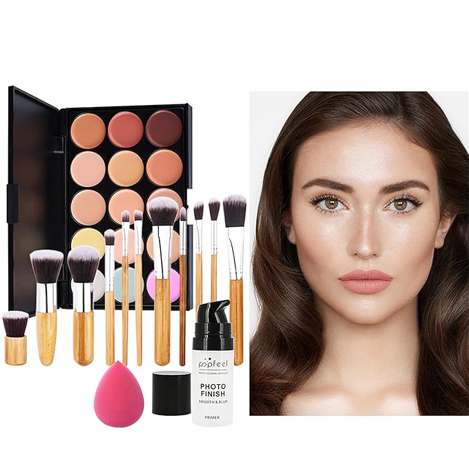 All in One Professional Makeup Kit for Women Girls Holiday Makeup Gift Sets Xmas Essential Bundle Include Eyeshadow Palette Lipstick Blush Concealer Eyeliner Mascara Brush Eyebrow Pencil