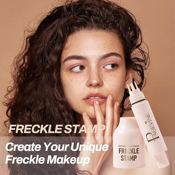Freckle Stamp Pen, Fake Freckle Stamp Makeup Tool, Faux Freckle Stamp with Quick Dry 5-Point Multi-Prong Soft Tip, Waterproof & Long Lasting Lifelike Sunkissed Face Freckle Makeup (4# Espresso)