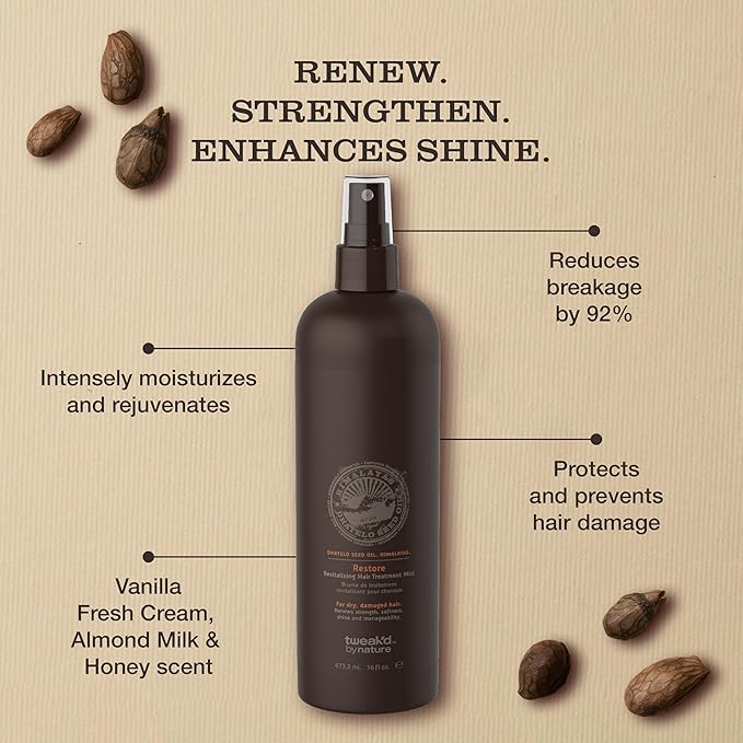 Tweak’d by Nature - Restore Revitalizing Hair Treatment Mist, Strengthens and Protects Hair for Soft Feel and Healthy Shine, Cruelty Free (16 ounces)