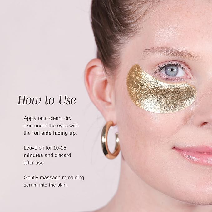 Wander Beauty Baggage Claim - Gold Foil Under Eye Patches For Dark Circles and Puffiness - Under Eye Mask Depuffs & Firms - Brightening Eye Mask for Under Eye Bags (6 Pairs)