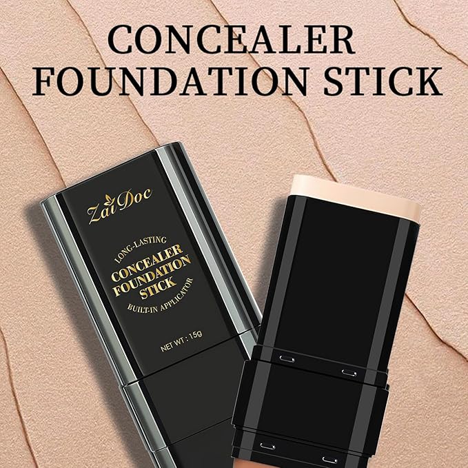 Long-Lasting Concealer Foundation Stick, Creamy Full Coverage, Hydrating Olive & Camellia Formula for Dark Circles & Blemishes, 2.09 oz (04#)