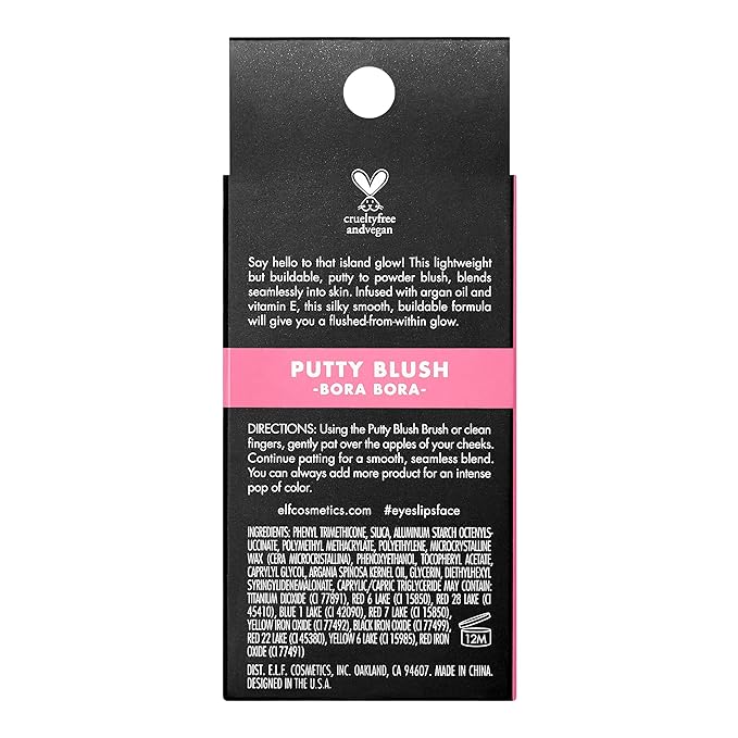 e.l.f. Putty Blush, Creamy & High-Pigment Formula For A Natural Glow, Delivers A Semi-Matte & Powder Finish, Vegan & Cruelty-Free, Bora Bora