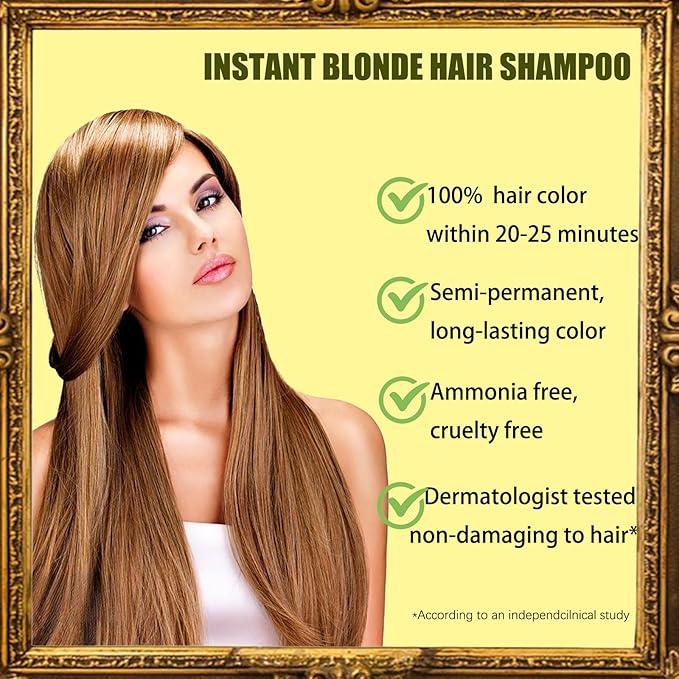 Blonde Brown Hair Dye Shampoo 3 in 1 - Instant Shampoo Para Pintar el Cabello Refresh Hair Color, Herbal Shampoo Hair Dye for Women Men, Easy to Use & Long Lasting Hair Color Shampoo 16.90 oz