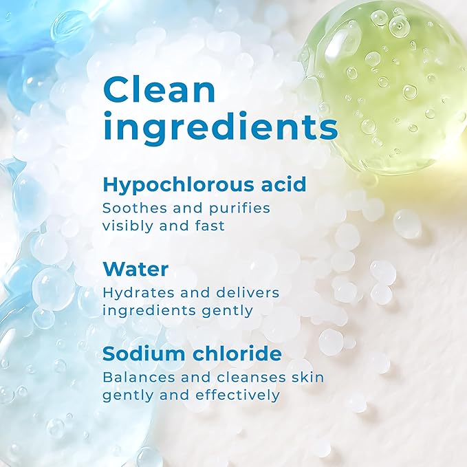 Hypochlorous Acid Spray (8oz, 2 packs), HOCL Facial Cleanser Acne Spray for Face, Body, Eczema, Pimples, Breakouts & Overall Skin Recovery (Reduces Redness)