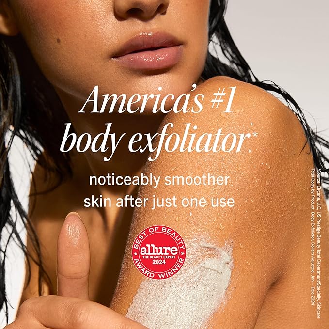 First Aid Beauty - KP Bump Eraser Body Scrub with 10% AHA, Keratosis Pilaris Exfoliator with Glycolic and Lactic acids, Helps Reduce Chicken Skin Bumps, Safe for Sensitive Skin, Strawberry Scent, 8 oz