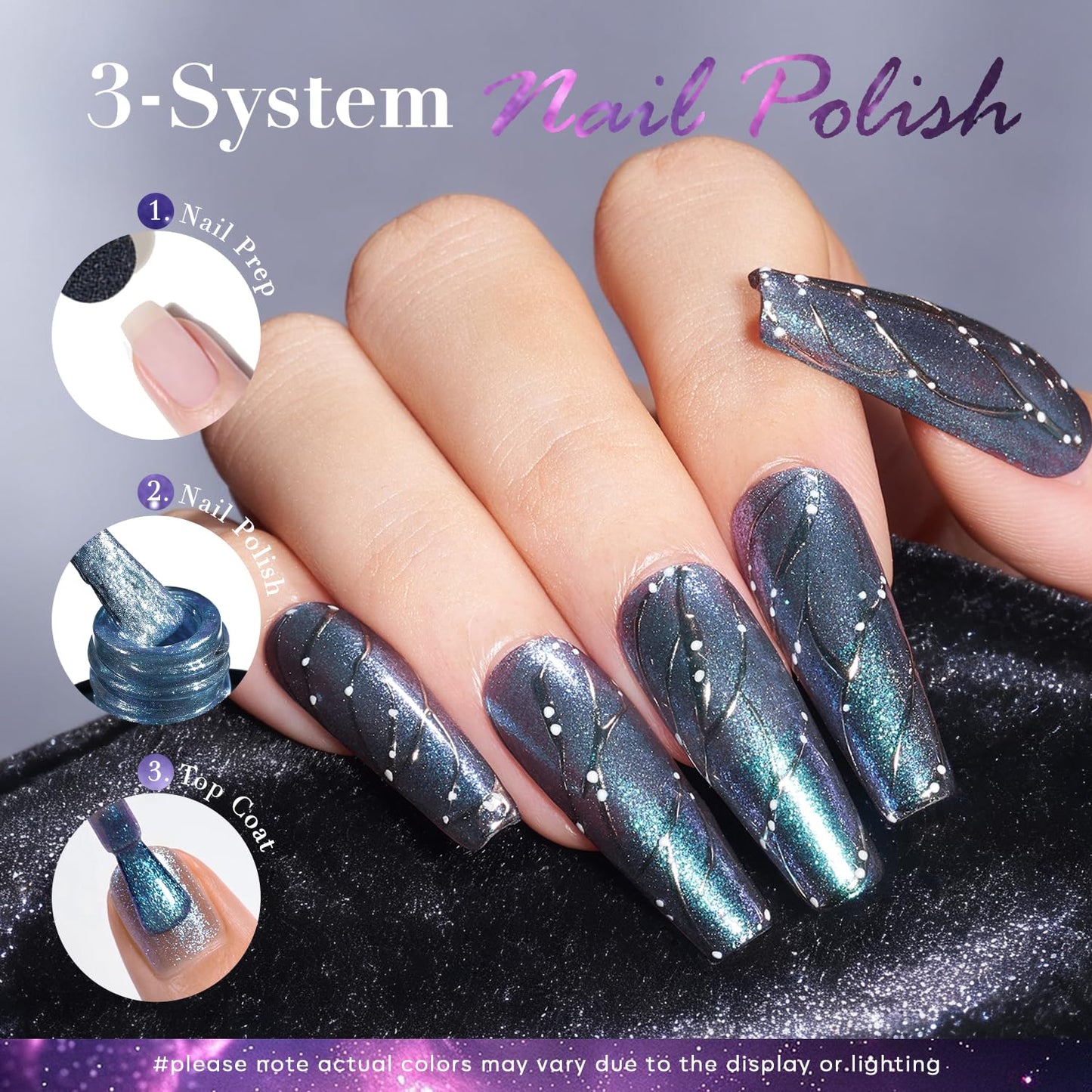 AZUREBEAUTY Holographic Nail Polish Set: 4 Colors Quick Dry Purple Pink Chameleon Fall Winter Natural Fingernail with Top Coat DIY Salon Gift for Women