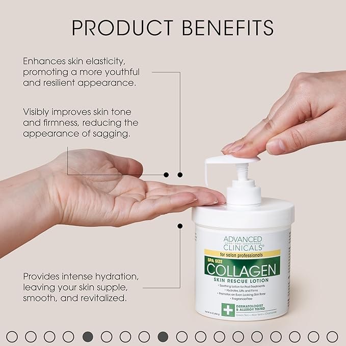 Advanced Clinicals Hyaluronic Acid Moisturizer + Fragrance Free Collagen Cream Face Moisturizer & Body Lotion 2pc Skincare Set For Women & Men Helps Reduce Appearance Of Crepey Skin & Dry Skin, 2pc