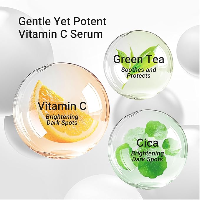 Meebak Korean Vitamin C Serum | Brightening Dark Spot Remover | Soothing Anti Aging & Skin Brightening w/Centella Asiatica, Panthenol, & Adenosine