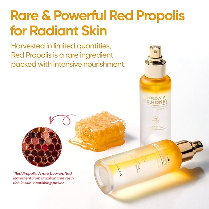 BANILA CO Miss Flower & Mr Honey Propolis Ampoule Mist | Nourishing Skin Double Layer & Moisturizing Makeup Fixer Setting Spray | Hydration Boost, Radiant Glow Serum (99ml / 3.34 fl oz)
