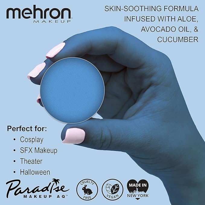 Mehron Paradise Makeup AQ Refill, Sky, Water Activated Face Paint, Body Paint, Cosplay Makeup, Cream, 0.01 oz