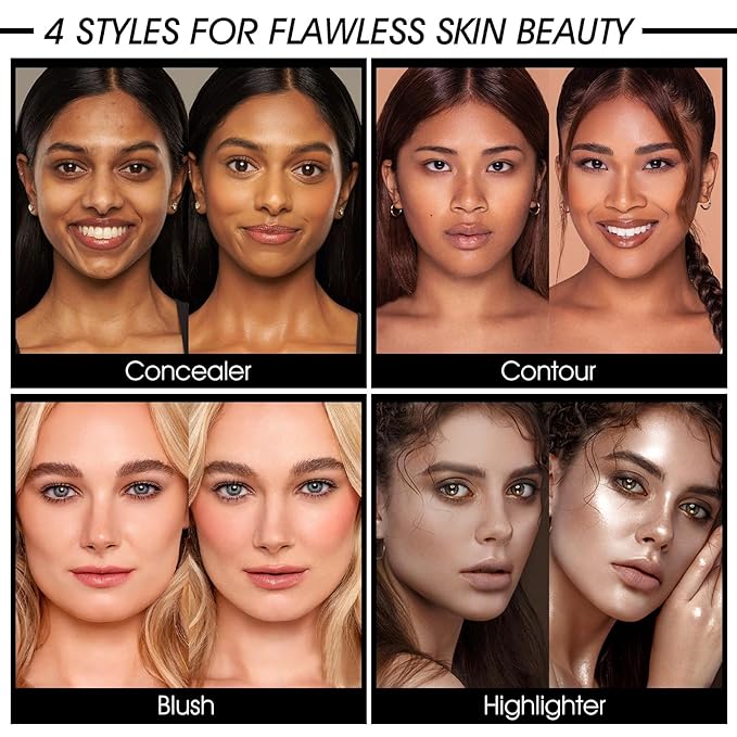 12 Colors Cream [Blush+Contour+Concealer+Highlighter] Makeup Palette for Cheeks - Multi-functional Makeup Palette with Brush, Natural Matte Long Wearing, Waterproof Face Makeup Palette (#05)