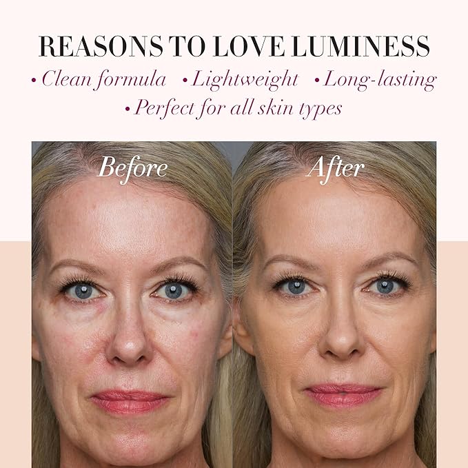 LUMINESS Airbrush Spray Silk Foundation Starter Kit - Deep - Foundation, Primer & Dual-Sided Angled Buffing Brush - Medium, Buildable Coverage, Anti-Aging Formula Hydrates & Moisturizes