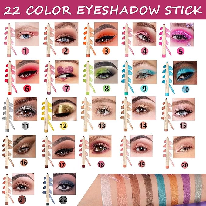 Enthusiasm Matte Eyeshadow Stick, Cream Eyeshadow Pencil, Long Lasting Waterproof Eye Shadow, High Pigment Hypoallergenic Highlighter Stick - Create Multi-Dimensional Eyes Look