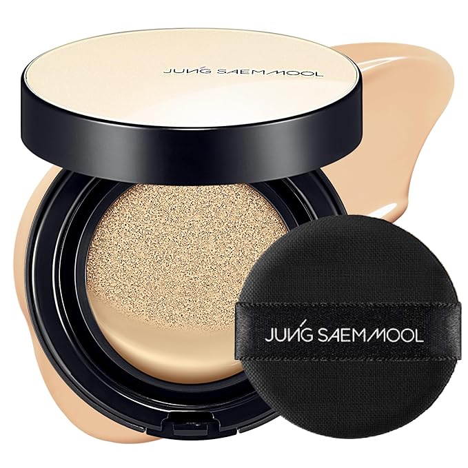 JUNG SAEM MOOL Essential Skin Nuder Cushion 19W Light 0.49 Fl Oz, No Refill, Natural Radiant Finish Cushion Foundation with Buildable Coverage, Lightweight Texture, Korean Foundation Makeup