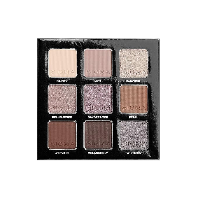 Sigma Beauty On-the-Go Eyeshadow Palette - Hazy - 9 Bold Eyeshadow Shades in Matte, Shimmer and metallic Finishes - Highly Pigmented Vegan Eye Makeup Palette - Clean Beauty Products