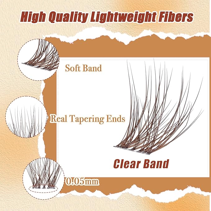 Lash Clusters - Dark Brown Lashes 360PCS Natural Wispy Fluffy Eyelash Clusters 8-16 MM Eyelash Extensions D Curl Faux Mink Lash Extensions DIY at Home