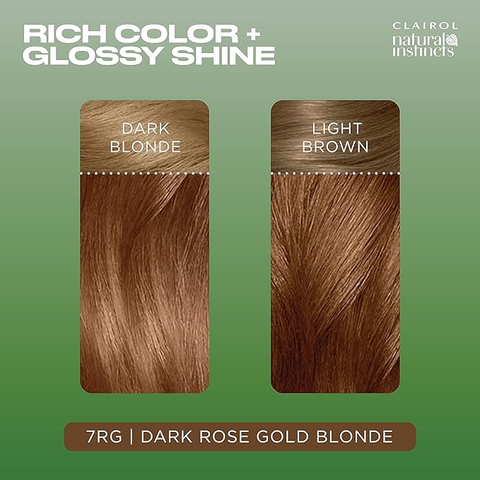Clairol Natural Instincts Demi-Permanent Hair Dye, 7RG Dark Rose Gold Blonde Hair Color, Pack of 3