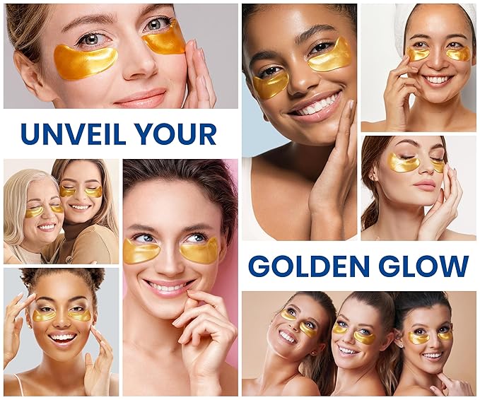 Stylia Under Eye Patches for Puffy Eyes and Dark Circles (30 Pairs) - 24k Gold Under Eye Mask with Vitamin C, Hyaluronic Acid, Pearl Extract - Eye Masks for Dark Circles and Puffiness