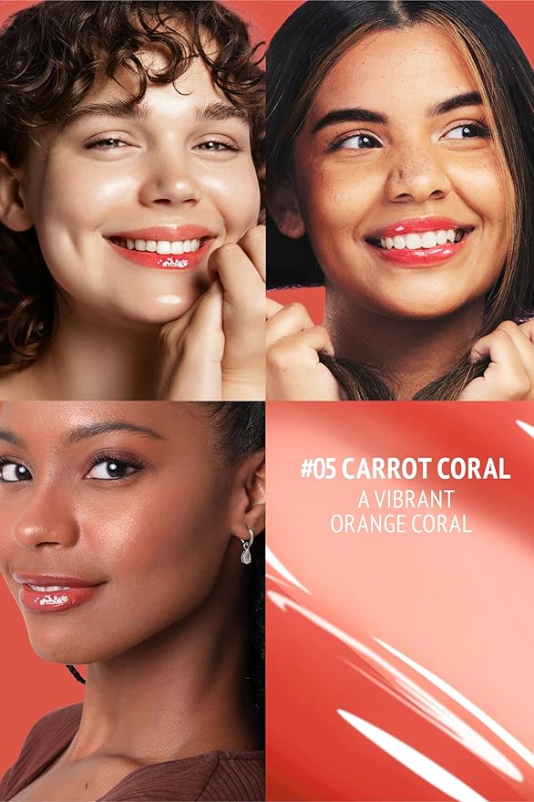 Veganize Collagen Lip Glass Balm | Hydrating Lip Balm in 9 Vibrant Colors | Moisturizing Lip Care Infused with Collagen Jelly Magic | No Animal Trial Lip Balm 0.06 oz (No. 05 Carrot Coral)