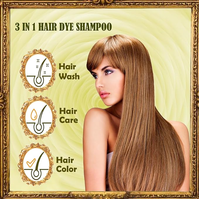 Blonde Brown Hair Dye Shampoo 3 in 1 - Instant Shampoo Para Pintar el Cabello Refresh Hair Color, Herbal Shampoo Hair Dye for Women Men, Easy to Use & Long Lasting Hair Color Shampoo 16.90 oz