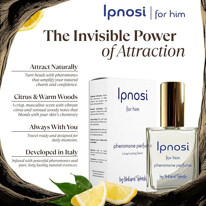 lpnosi For Him Pheromone Perfume, Long-Lasting Fragrance Infused with Natural Essences & Powerful Pheromones, Irresistible Scent for Men, Spray, Travel-Friendly, Natural Splash Body Care, 1 fl oz