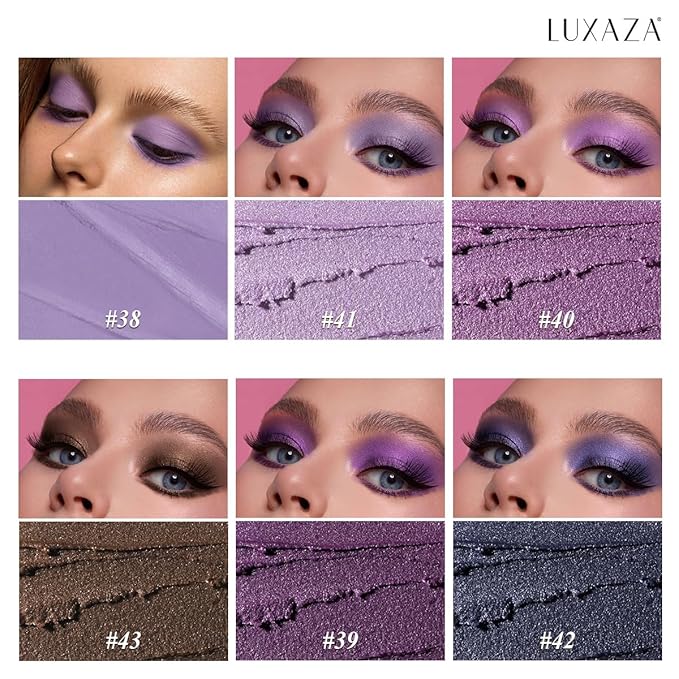 Purple Eyeshadow Stick Makeup 6PCS Set, Metallic Shimmer Matte Cream Eye Shadow Palette Eyeliner Brightener Pencil Crayon - LAVENDER