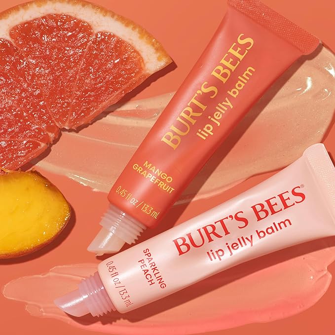Burt’s Bees Mango Grapefruit Lip Jelly Balm, With Hyaluronic Acid and Squalane Moisturizer To Instantly Hydrate Lips, Lip Gloss With Responsibly Sourced Beeswax, Tint-Free, Lip Treatment, 0.45 oz.