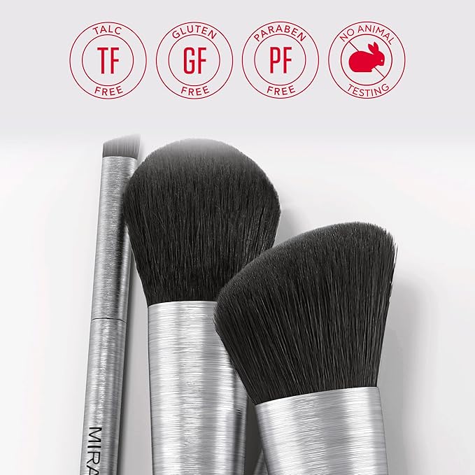 Mirabella Small Crease Eyeshadow Brush, Premium Professional Makeup Brush Collection, Cruelty-Free Synthetic Bristle Brush, Hand-Sculpted Brushed Aluminum Handle, Luxury Blending Brush for Makeup