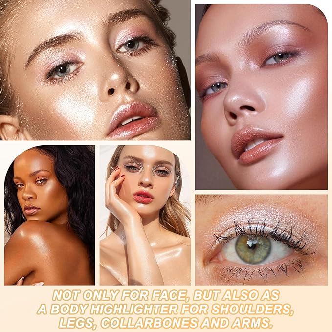 Boobeen Highlighter Makeup Palette, Long Lasting Glow Shimmer Illuminator Contour Powder for Face Radiant Glow