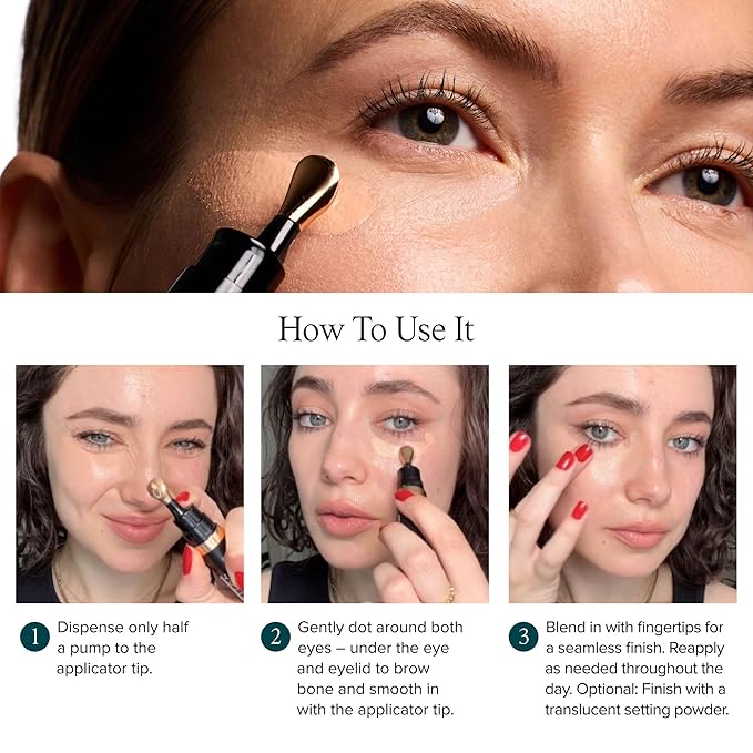 DRMTLGY Luminous Eye Corrector SPF 41, Under Eye Color Corrector for Dark Circles, Anti-Aging Tinted Eye Cream, Hydrating Eye Serum with Peach Undertone, Fair