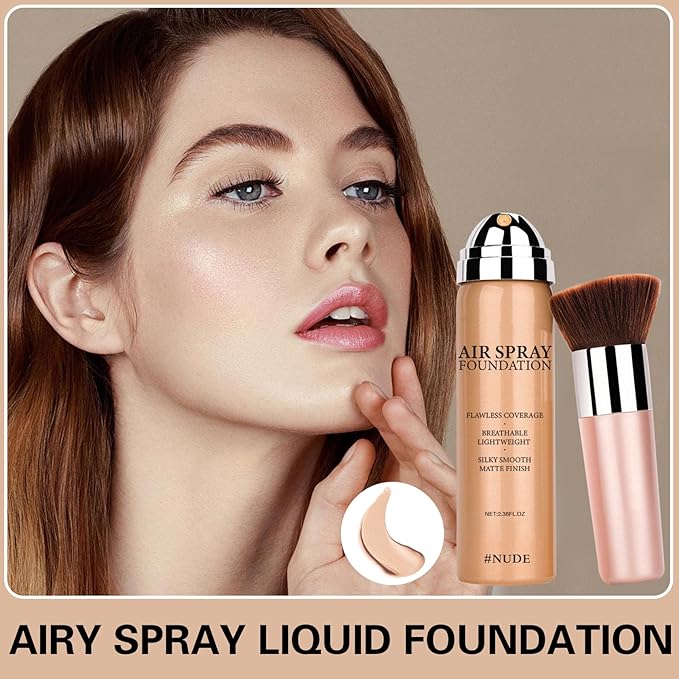 Airbrush Makeup Foundation for Mature Skin Magic Minerals Lightweight Air Makeup Airbrush Makeup Setting Spray for Smooth Radiant Finish（03# Nude Color）