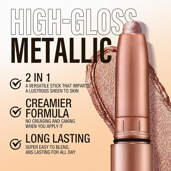 Jolilab Eyeshadow Stick Set, 2 Colors Matte Professional Bright-Colored Contouring and Highlight Eyeshadow Stick, Cream Waterproof Long Lasting High Pigmented Eye Shadow. (2, 07+08 2pcs)