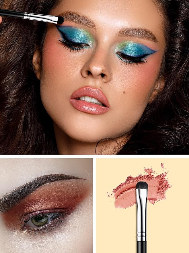 EIGSHOW Angled Eyeliner Brush & Eyeshadow Brush, High-End Precision Gel Liner and Short Smudge Brushes for Cat Eye, Winged Liner (E835&E806)