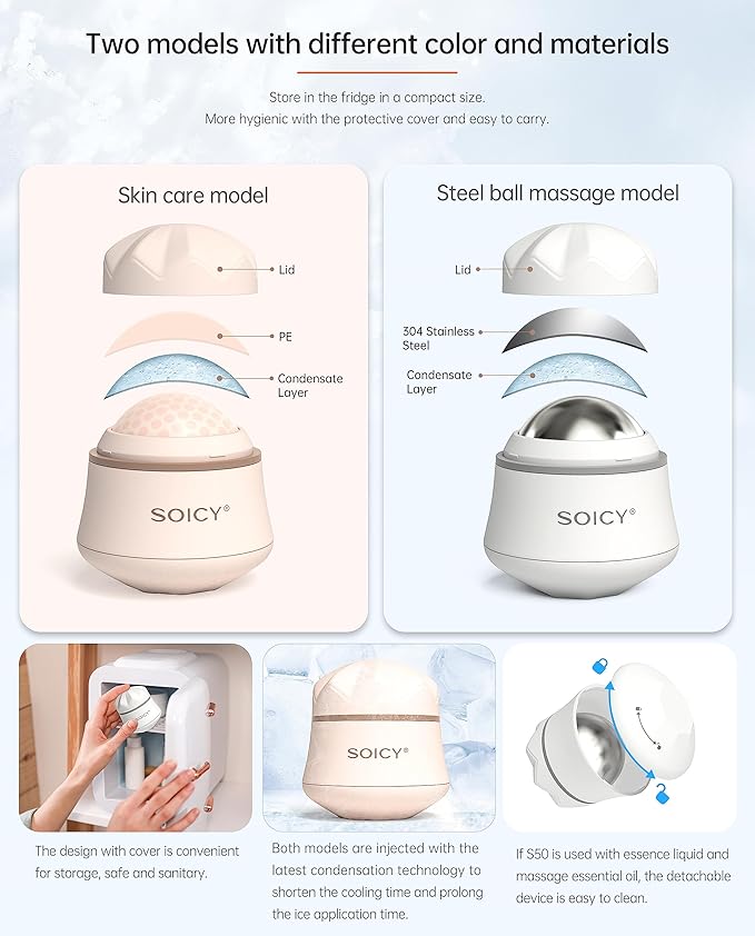 Facial Roller Stainless Steel Eye and Face Ice Massage Roller 360 Degree Rotate Ice Massage Roller Beauty Skin Care Tool