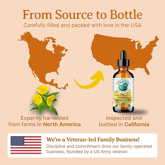 Bella Terra Oils - Organic Evening Primrose Oil 16 oz - Embrace the Enchanting Primrose Nutritional Profile, High in GLA & Fatty Acids, Elevate Your Beauty Routine
