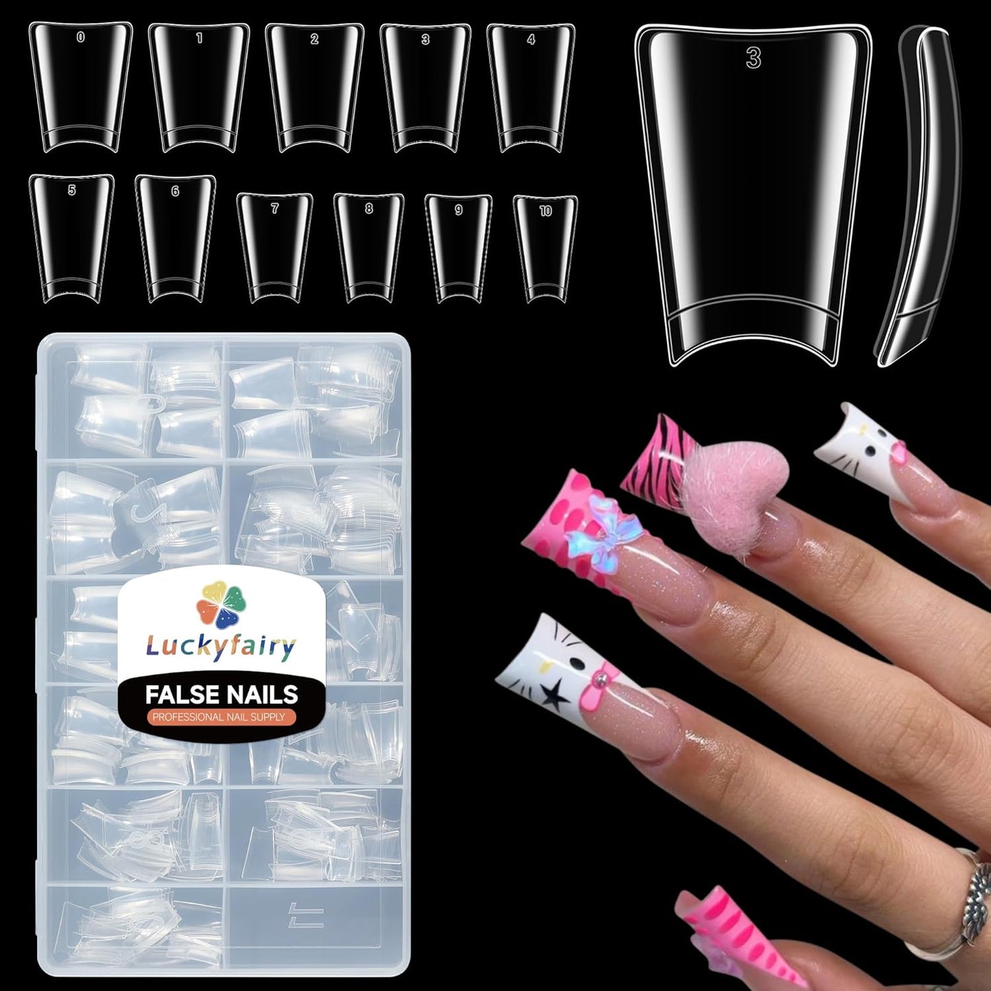 Half Cover Duck Nail Tips 504 Pcs Duck Press on Nails Clear Soft Gel Short Duck Nail Tips 11 Sizes Wide French False Nails for Acrylic Nails Professional for Y2K Art Salon