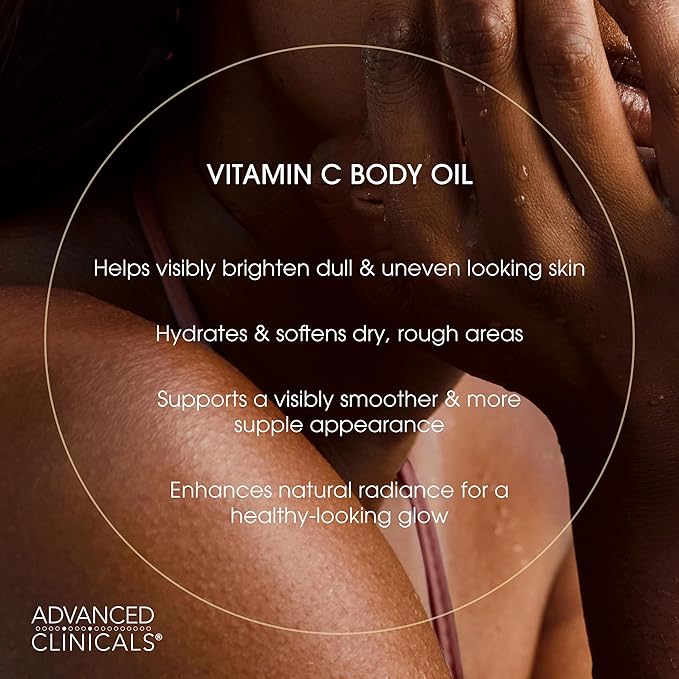 Advanced Clinicals Vitamin C illuminating Body Oil For Women & Men |Vitamin C Oil Skin Care Body Moisturizer With Vitamin E + Botanicals To Help Improve Appearance Of Dark Spots + Dry Skin, 3.8 Fl Oz