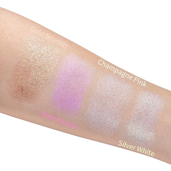 Highlighter Makeup, Cream Highlighter, Face Highlighter, Long Lasting Glitter Highlighter Makeup Palette - Silver White Highlighter