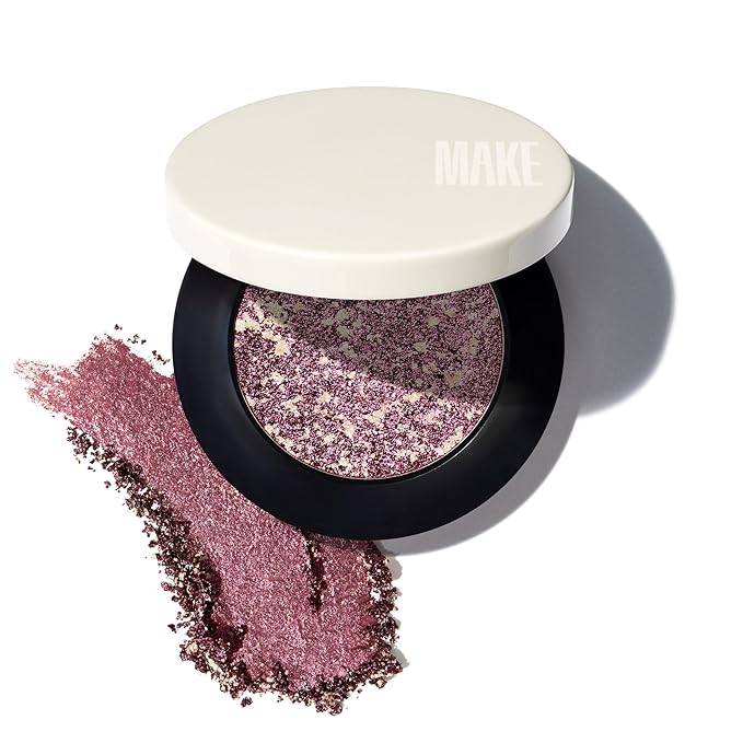 MAKE Beauty Multi-Chromatic Eye Shadow. Metal Reflecting Luminous Foil Finish Creamy, Buildable, Dimensional Long-wear, Crease-proof Powder Eyeshadow, Multichrome Shade - Purple Haze, Magenta