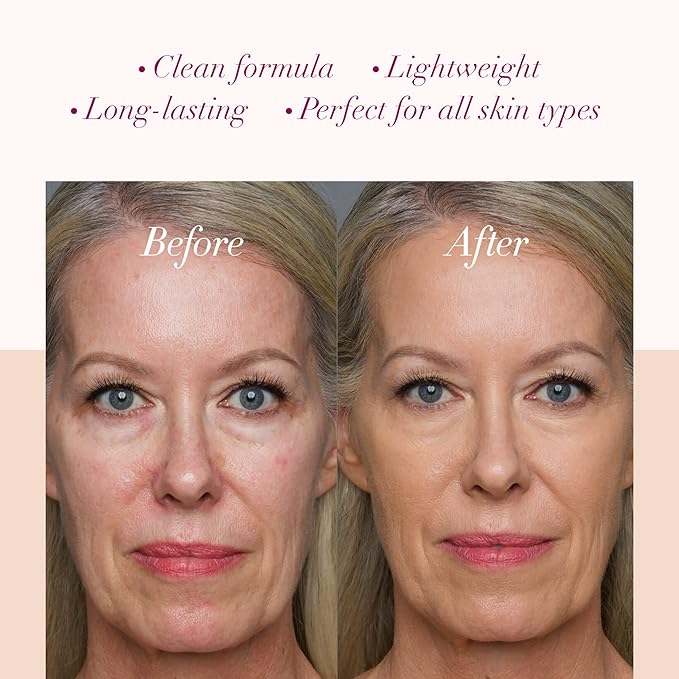 LUMINESS Silk Airbrush Spray Foundation & Buffing Brush Kit – Full Coverage Foundation & Dual-Sided Buffing Brush - Buildable Coverage, Anti-Aging Formula Hydrates & Moisturizes (Shade - Medium)