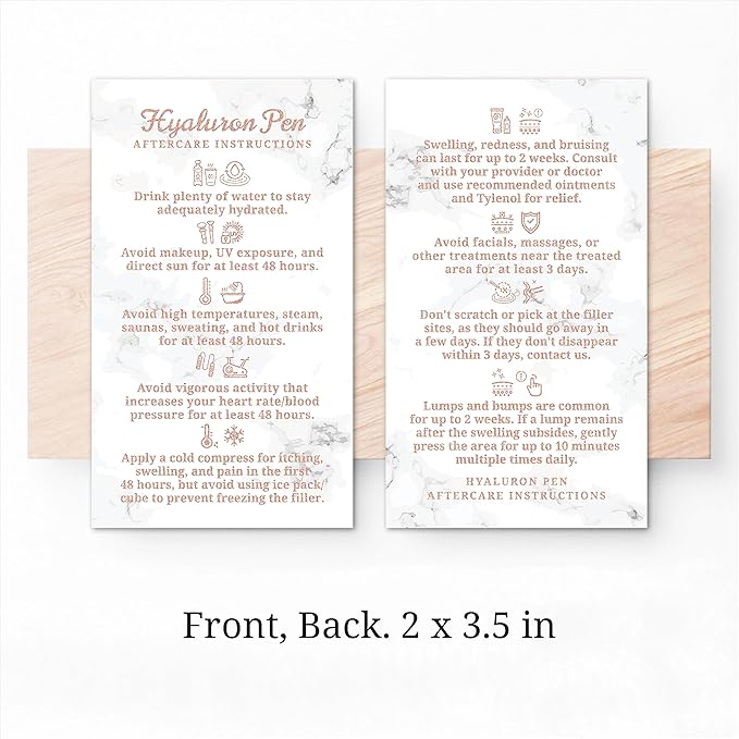 100 Pack - Premium Hyaluron Pen Lip Filler Aftercare Instructions Card 2 x 3.5" Accessories Supplies Kit Care - HP21A100_N