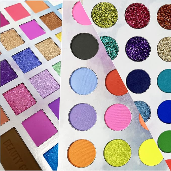 82 Vibrant Shades Makeup Palette - Matte, Shimmers, Glitters, Blush, Highlighter, Contour - Highly Pigmented Beauty Kit for Eye and Face - Perfect for Creating Bold and Unique Looks
