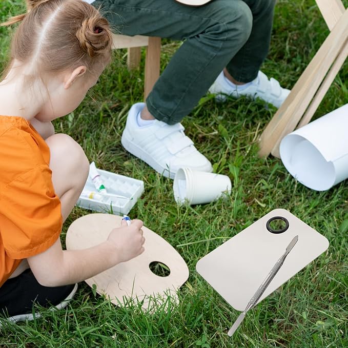 FOMIYES Makeup Palette, Makeup Mixing Palette, Stainless Steel Cosmetic Mixing Tray with Spatula Makeup Artist Tool for Mixing Foundation Nail-Art