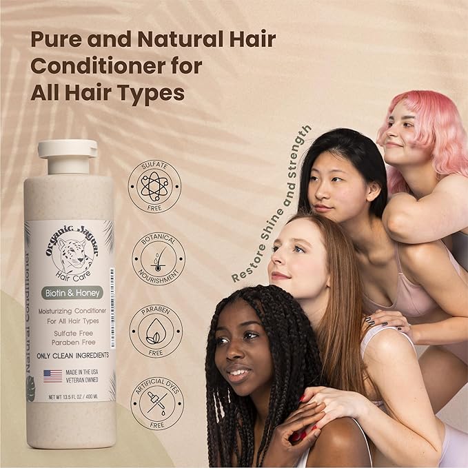 Natural Conditioner for Hair Care, Sulfate Free Conditioner with Vitamin E, Castor, Argan and Almond Oil, Rosemary and Peppermint Scent, For All Hair, 13.5 fl oz