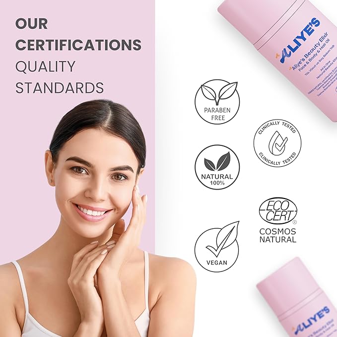 ALIYE'S A Beauty Elixir - All In One - Face & Body & Hair Oil Ecocert/Cosmos Natural Certified, Vegan, Non-GMO, Alcohol - Silicone Paraben Free, Derma