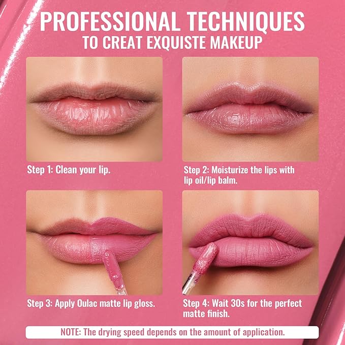 Oulac Matte Liquid Pink Lipstick for Women, Baby Pink Long Lasting High Impact Lip Color, Waterproof, Creamy Formula Lip stick with Vitamin E, Vegan & Cruelty-Free, 4.5ml (M25)